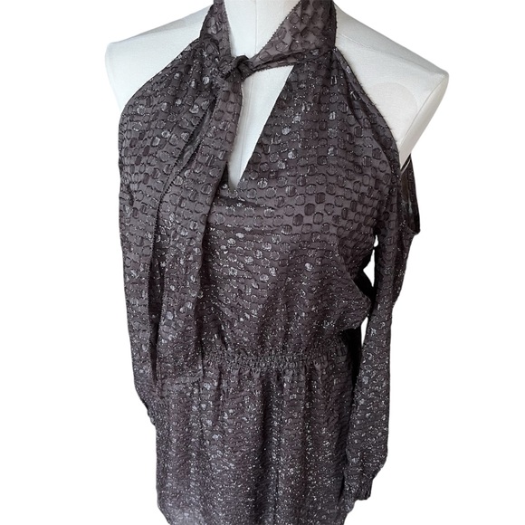 Cooper & Ella Cornelia Tie Dress Brown Metallic XS - Picture 5 of 12